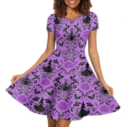 Image of POLERO Sunflower Dress for Women Floral Summer Dresses Short Sleeve Casual Sundresses Midi Dresses