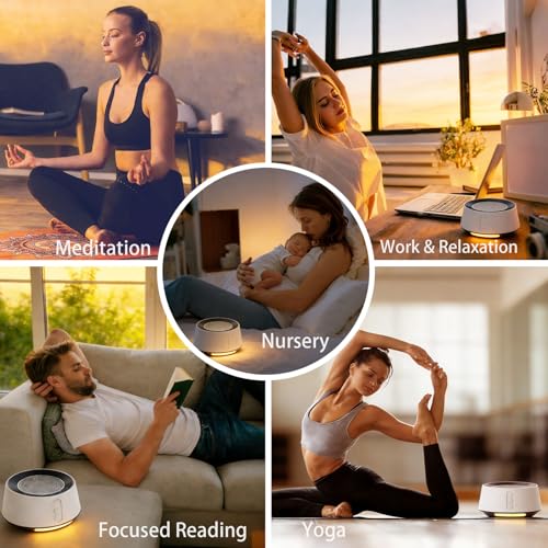 Image of White Noise Machine with Night Light - 20 Soothing Sounds, 10 Color Lights, 5 Timer Settings & Memory Function, Portable Sleep Sound Machine for Baby Nursery, Kids & Adults, Zebra Wood