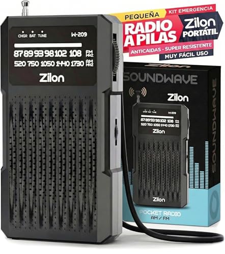 Radio à Piles Portable Petite Analogique Transistor FM Entrée pour Écouteurs Kit d’Urgence Excellente Réception Petit Poche Utilisation Simple Personnes Âgées...