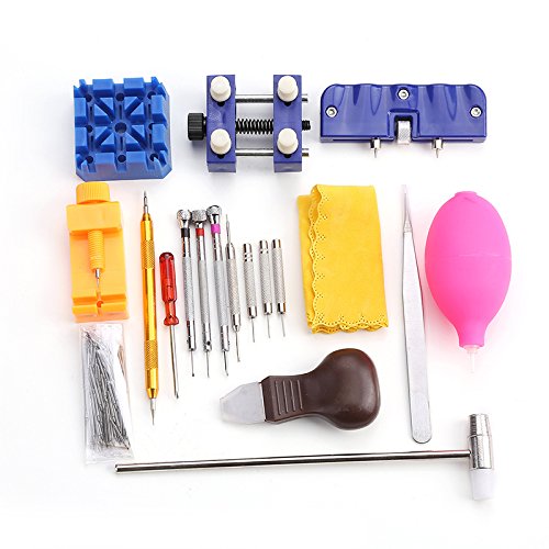 Kit de Herramientas Profesionales para reparación de Relojes, 126 Piezas, abridor de Caja Trasera, pasadores de Resorte, Destornillador y Bolsa de Transporte.