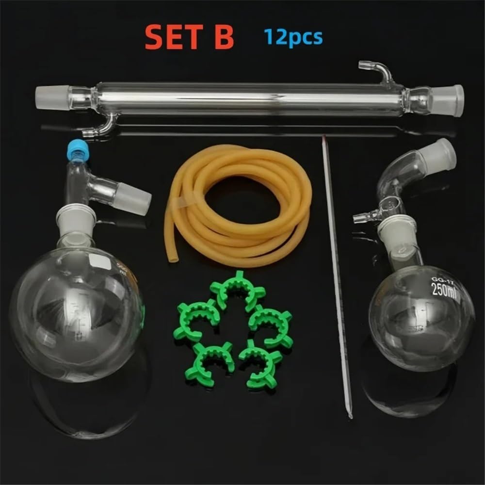 250/500ml Vakuum Destillation Set Labor Glaswaren 24/29 Gelenke Ätherisches(SET B)