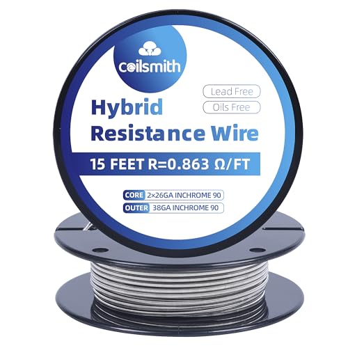 Hot Heating Wire - Versatile 15ft Resistance Wire for Kilns, Pottery, and Forging. Highly Resistant, Hybrid Core, Ideal for Prebuilt Coils and Fused Clapton Wire Creations.Wire Ni90 26x2+38ga