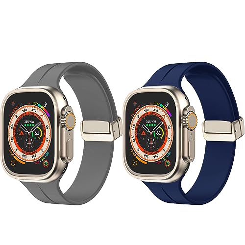 MUENShop 2 Pack Silicone Strap Compatible with Apple Watch 40mm 41mm 38mm Magnetic Clasp Sport Straps Men Women Replacement Band for iWatch Series 9 8 7 6 5 4 3 2 1 & SE