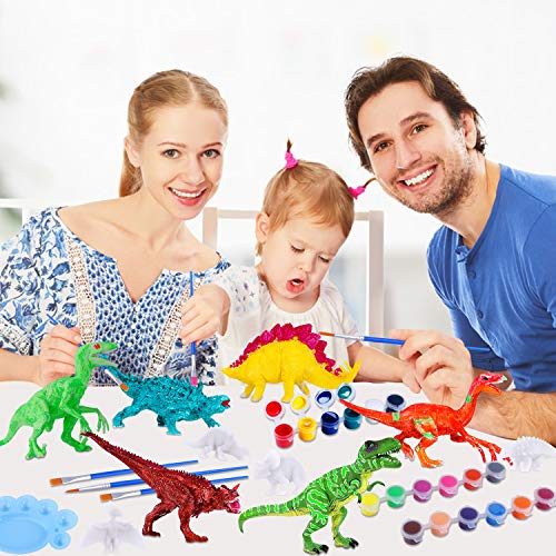TEPSMIGO Kids Painting Kit Crafts and Art Set, 6 Large Dinosaurs,6 Small Dinos,Kids DIY Crafts Supplies Washable Dinosaur Painting Toys, Educaional Toys Gift for Boys Girls