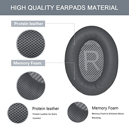 Aiivioll QC45 Replacement Ear Pads Cushions Earpads for Bose QuietComfort 45 (QC45) Wireless Headphones Softer Leather High-Density Noise Cancelling Foam,Earpads Repair Part(Gray) - Image 3