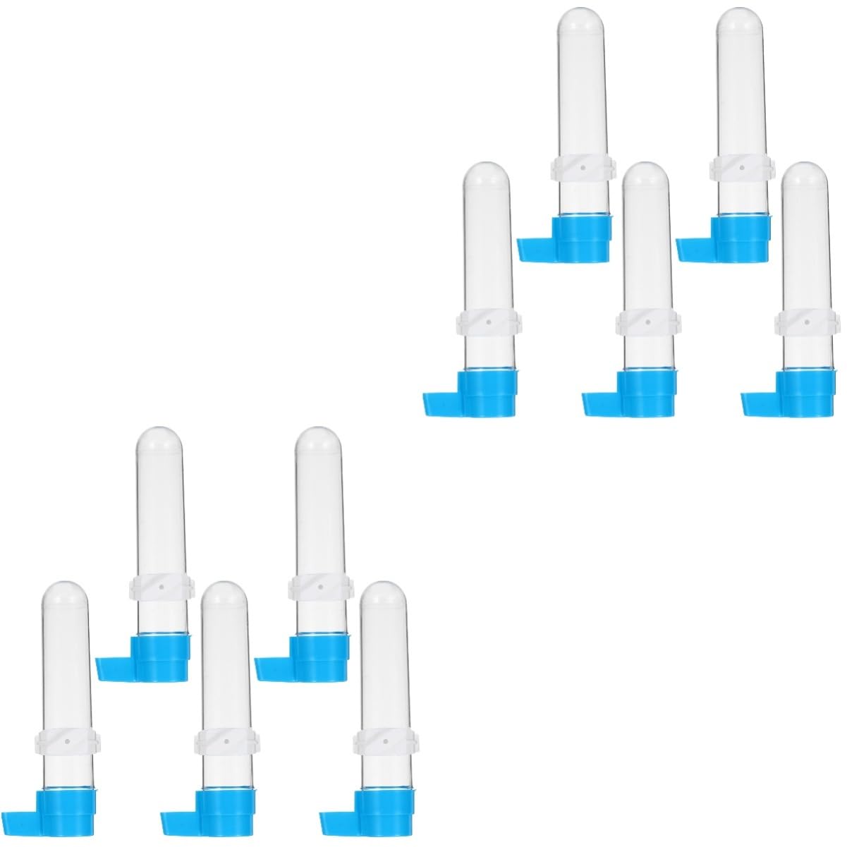 ABOOFAN 10piezas Bebedero Automático para Pájaros Botella De Agua para Diseño De Plástico Transparente y Base Azul para Jaulas De Aves