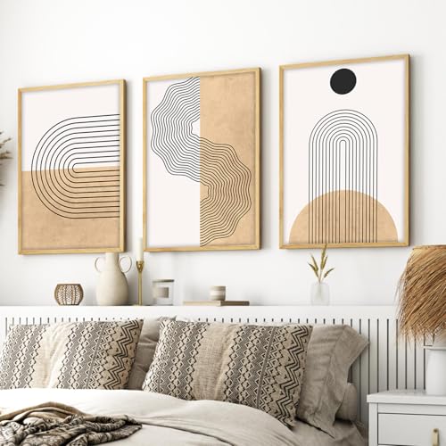 Image of ARTELLY Boho Wall Painting Decor, Set of 3 Framed, 13x19 Inches, Living Room, Bedroom Office Decoration Poster Wall Art Decor Frame Big Size (BOHO 1)