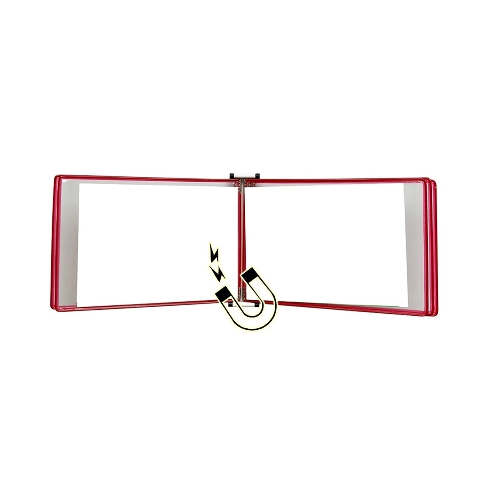 OLSKFUH Wall Mount Reference Display System, Hanging Wall File Organizer, A4 Display Folder -, A4[8.26Inch×11.69Inch] 10 Pockets, Attached To Metal Device,Folders,Red-13x9x2.3IN