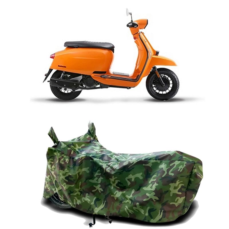 Image of DUFFEL-100% Heat Protection Two Wheeler Bike /Scooty Body Cover for Lambretta V125 BS6 Water Resistance /UV-Rays /Birds Dropping /Scratchproof /Dust Proof /Waterproof[Green Jungle Print]