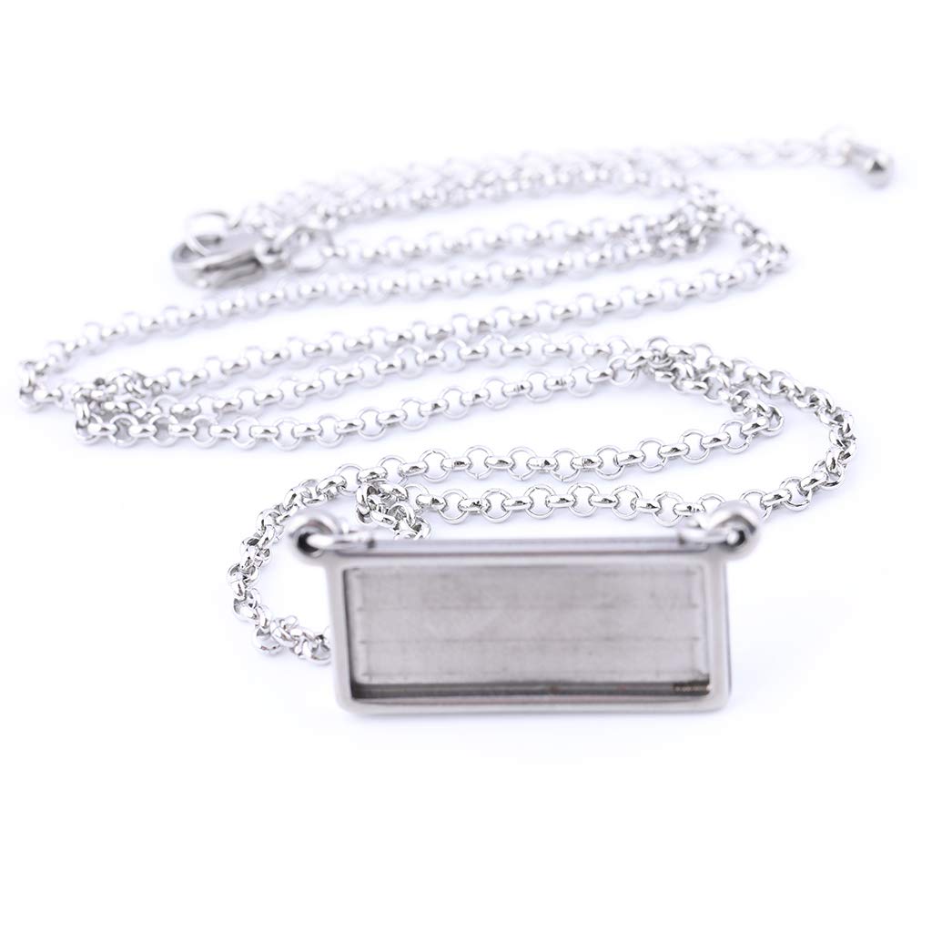 Plateaux à pendentif cabochon rectangulaire en acier 10x25mm pour collier DIY