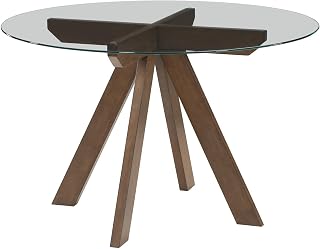 Steve Silver Carell Furniture Wade Mocha Brown Wood and Glass Top Dining Table