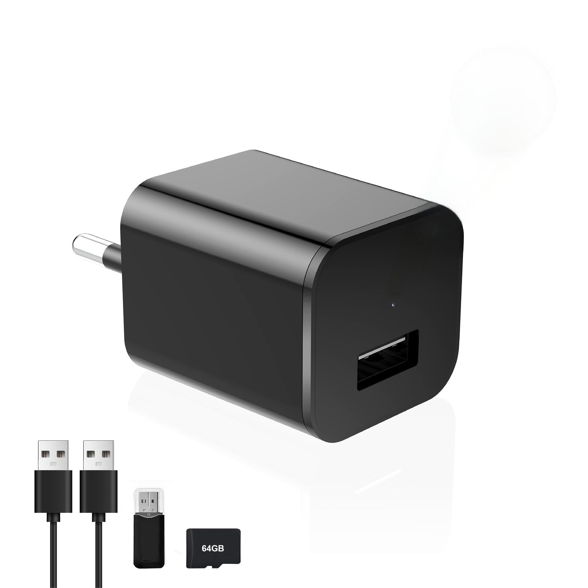 DUVIX Caméra Espion Cachée Chargeur USB 64GB 1080P HD, Caméra de Surveillance avec Détection de Mouvement et Vision Nocturne, Mini Caméra Sécurité Portable Maison Bureau