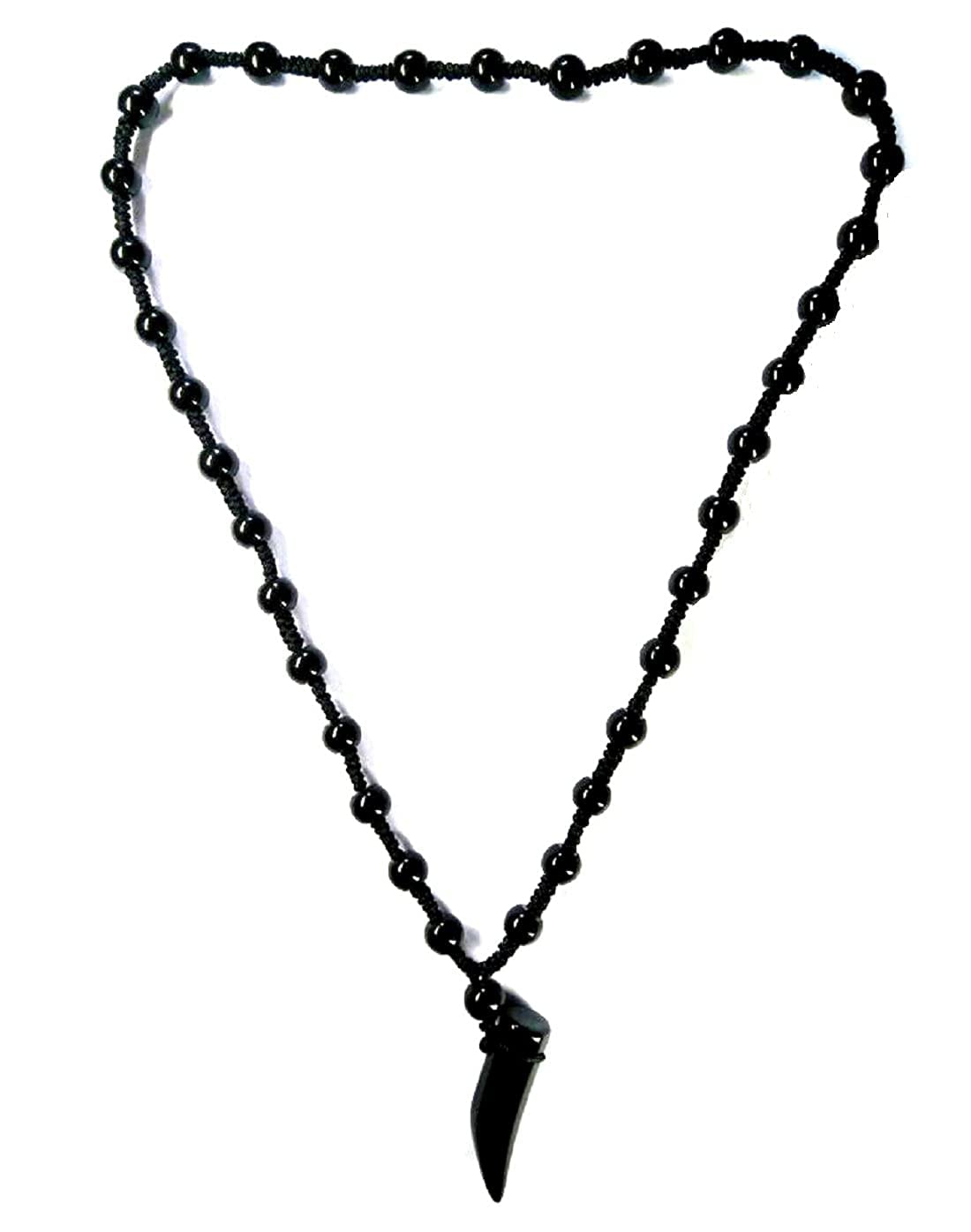 Men Beads Chain- Black Tusk thread Crystal Beads chain Dori with Premium Beads with Black Crystal Glass Pendant for Boys/Men-image-19