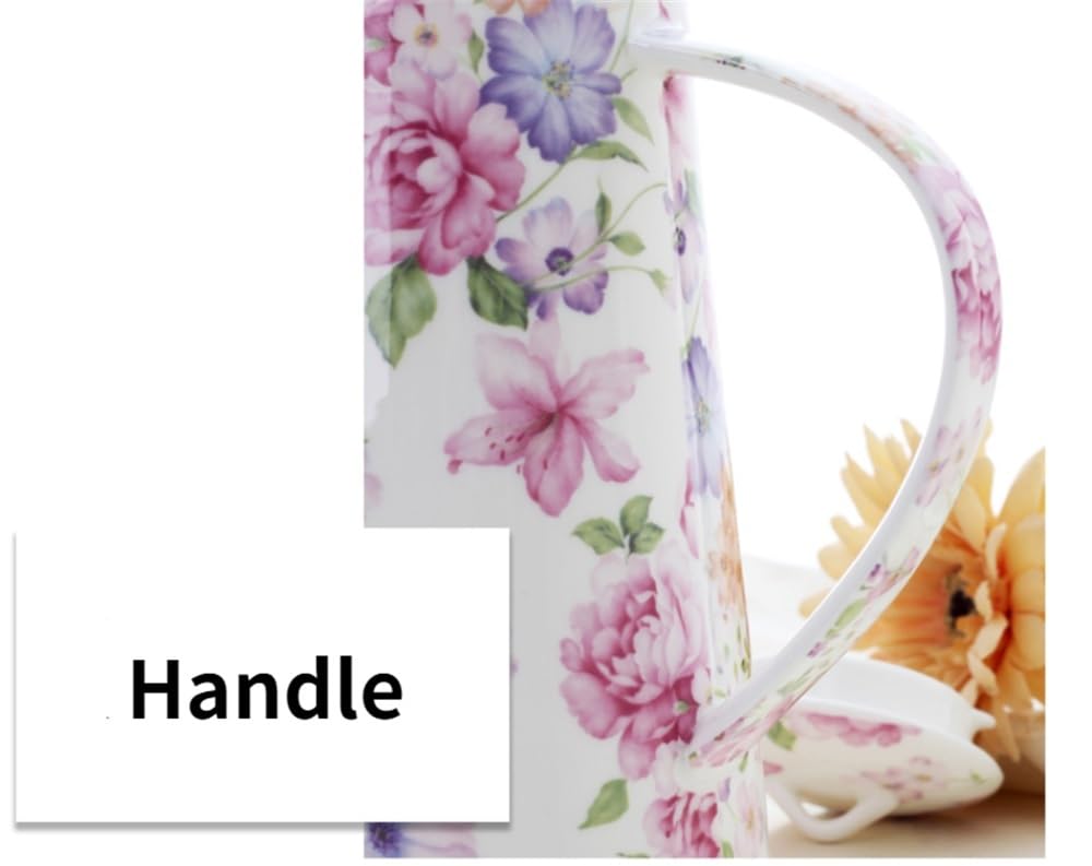 Zimny ​​​​czajnik Dzbanek na wodę z porcelany 1200 ml z pokrywką i uchwytem Czajnik na wodę do lemoniady, soku, mleka, zimnych lub gorących napojów Dzbanek do herbaty Zestaw dzbanów na ciepłą/zimną wo