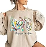 Pamaheart Personalized Grandma Sweatshirt, Love Grandma Life Fall Autumn Color Grandma with Kid Names on Sleeve Sweatshirt, Grandma Shirt, Grandma Sweatshirts, Grandma Sweatshirt for Women, For Mom