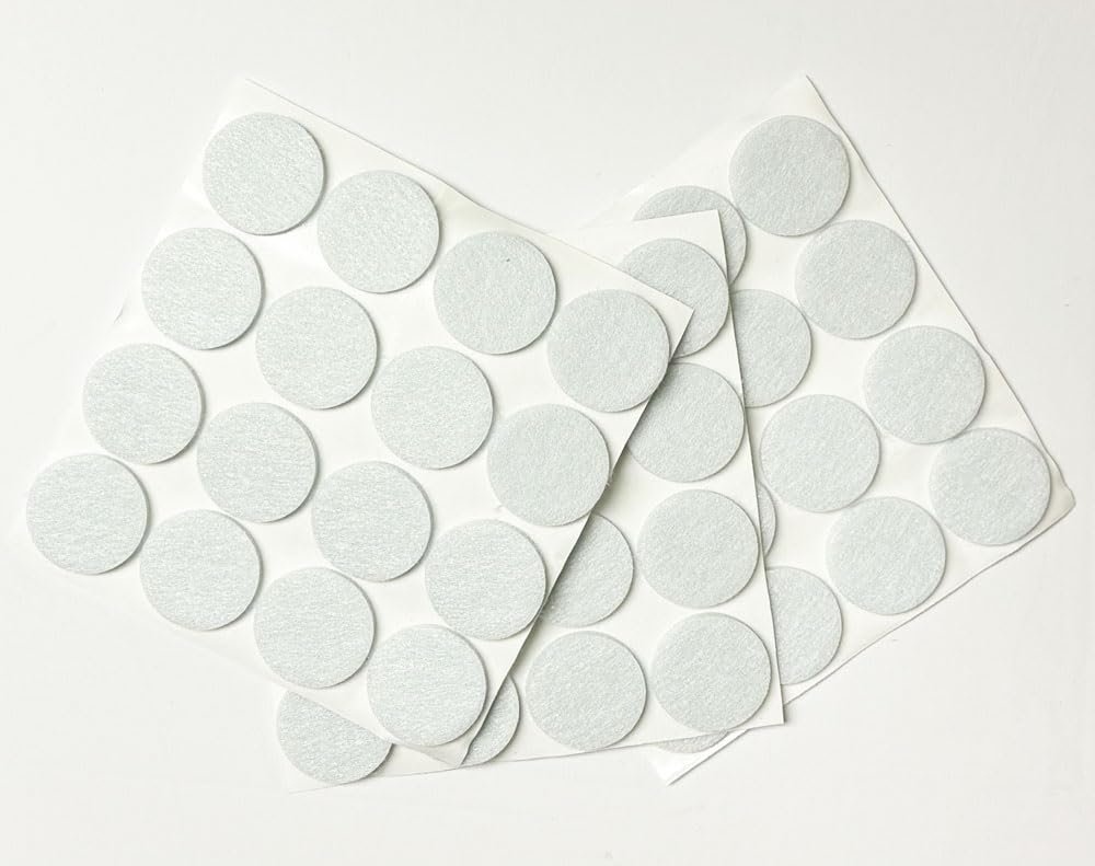 48 almohadillas autoadhesivas redondas de fieltro para muebles de 1 pulgada (blanco, 1 pulgada)