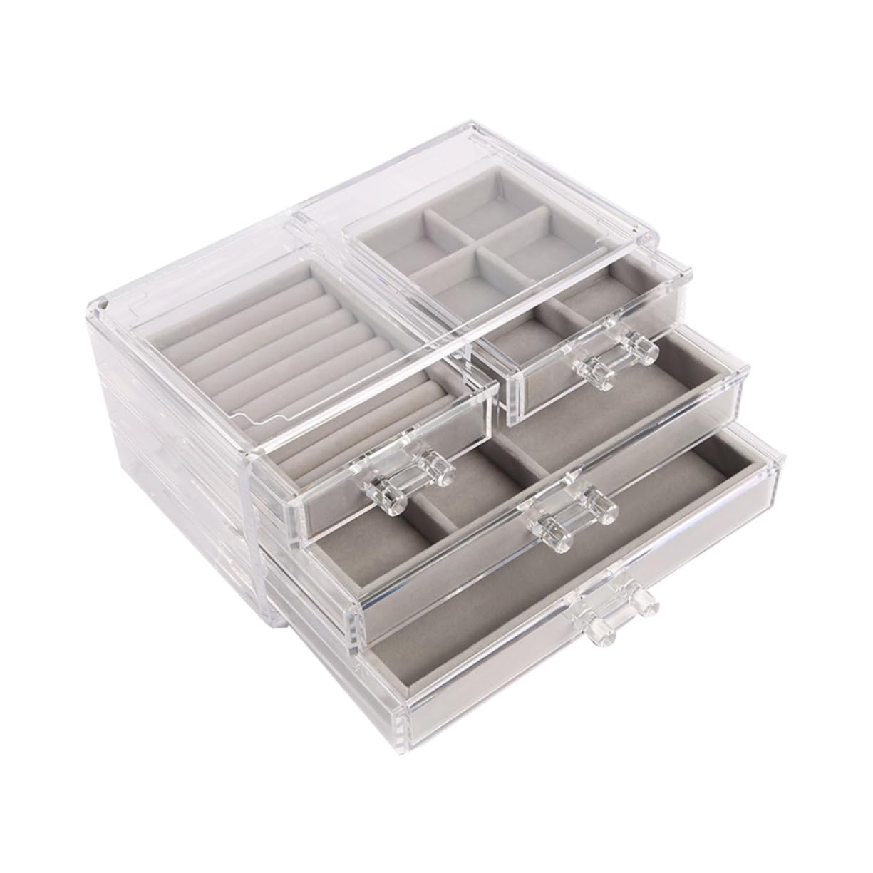 Boîte à Tiroirs en Plastique pour Bijoux et Maquillage, 4 Tiroirs