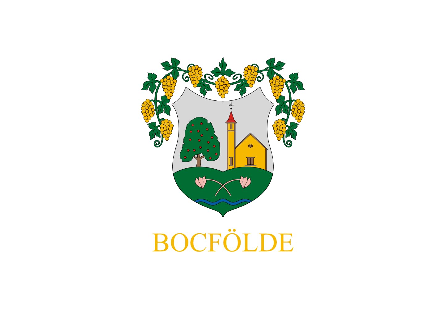 Drapeau Large Bocfölde emblème officiel de la commune hongroise pour mât