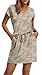 OFEEFAN Boho Dresses for Women 2026 Summer Spring Tshirt V Neck Tie Front Dress Sundresses Beach Vacation Clothes Boho Outfits M