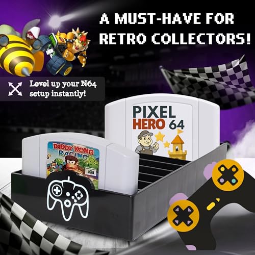 Skywin N64 Game Storage - Holder Fits and Organizes Cartridges - Simple and Stylish Design to Show Off Your Game Collection (2 Pack)
