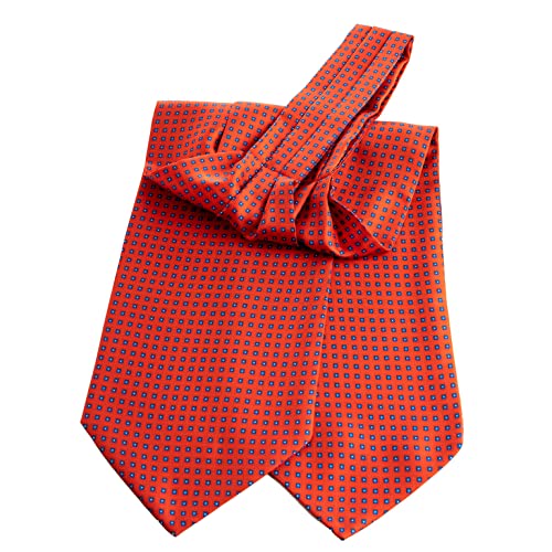 Elizabetta Men's 100% Silk Ascot Tie, Day Cravat Necktie, Handmade In Italy, Red #TOP2
