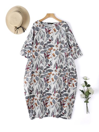 Image of Celmia Autumn Solid Loose Long Maxi Dress Cotton Caftan
