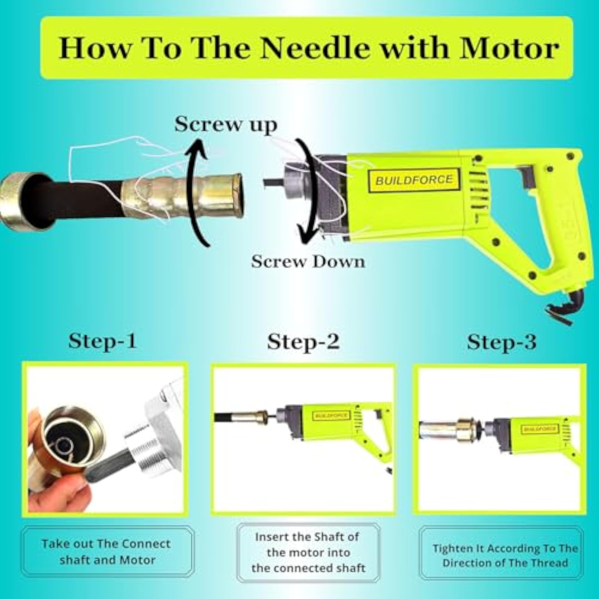 1290-WATT Electric Concrete Vibrator with 1.5 Mtr Needle