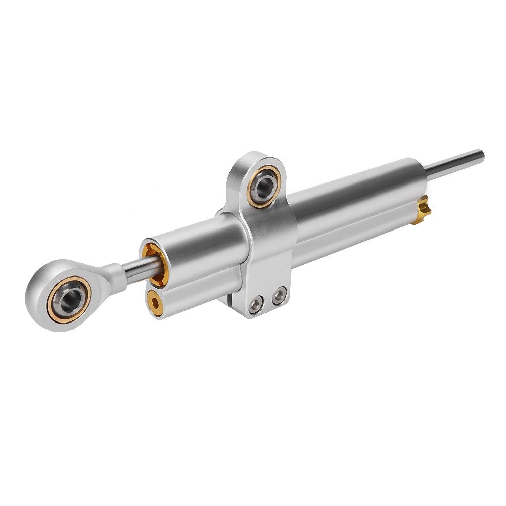Amortisseur Orcycle, Amortisseur de Moto Qilu, Amortisseur de Direction Moto Universel Moto CNC Accessoire de Stabilisateur D'amortisseur de Direction en Alliage D'aluminium (Argent)