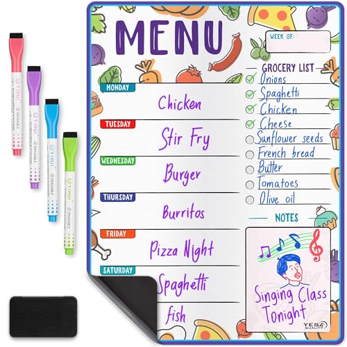 Magnetic Dry Erase Menu Board for Fridge (Fruit, 16x12) -