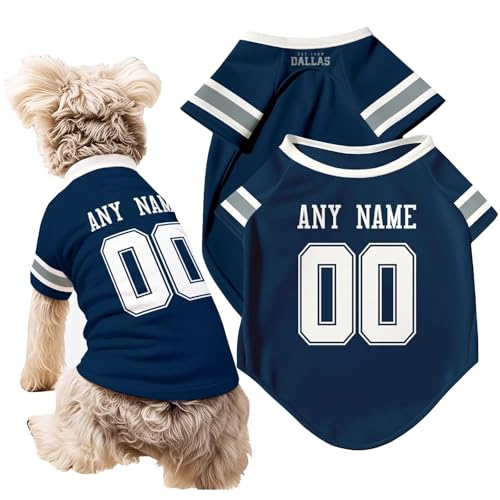 ANTKING Dallas Dog T-Shirt Pet Clothes Jersey for Dogs Custom Name and Number Gifts