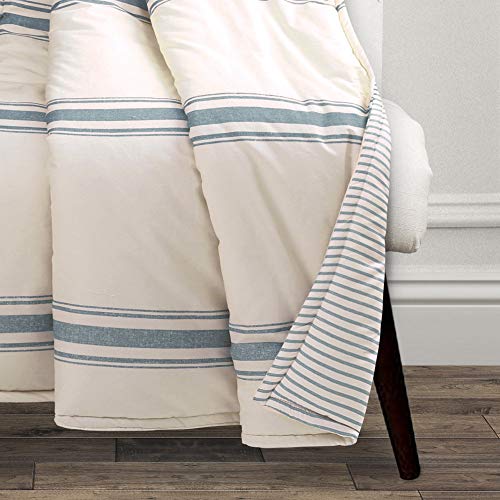 Image of Lush Decor Farmhouse Stripe Reversible Throw, Single, 50 inch W x 60 inch L, Dark Gray - Throw Blanket For Bed - Soft Blanket - Couch Throw - Rustic Farmhouse Decor