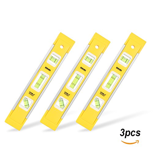 DOWELL 9 Inch Magnetic Box Level Torpedo Level(3PCS),3 Different Bubbles/45°/90°/180°Measuring Shock Resistant Torpedo
