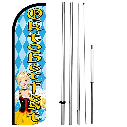 Oktoberfest Windless Feather Swooper Flag Banner Sign 15 ft Tall Kit bq-h