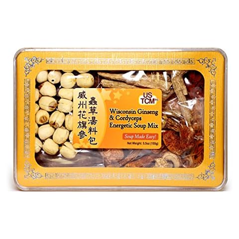 Herbal Wisconsin Ginseng & Cordyceps Energetic Soup Mix Soup Base 威州花旗參蟲草湯料包 Soup Made Easy! 3-4 Servings 5.5oz Cover