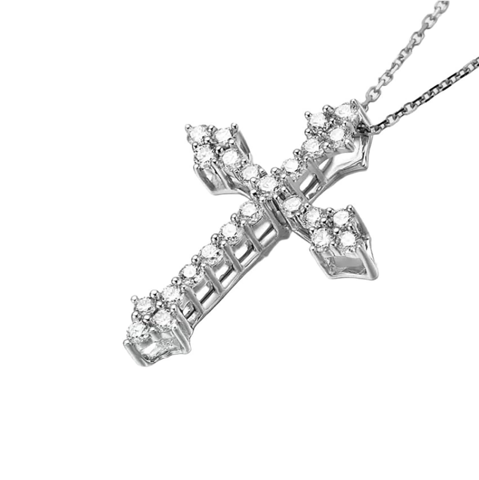 Piccola collana con ciondolo da donna con diamante taglio principessa 0,15 ct 9/14/18 K oro bianco/platino