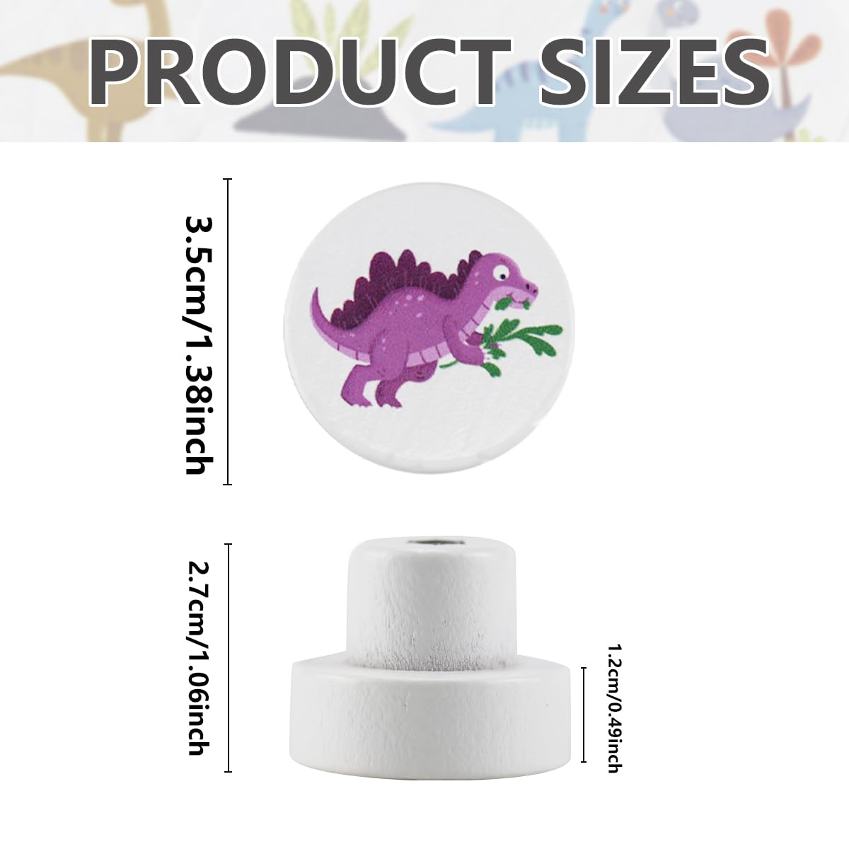 12 Pièces Boutons de Tiroir pour Enfant, Boutons de Meuble Enfant Boutons de Meubles Ronds à Motif Dinosaure de 35 MM avec Vis pour Tiroirs, Placards, Commodes dans la Chambre des Enfants