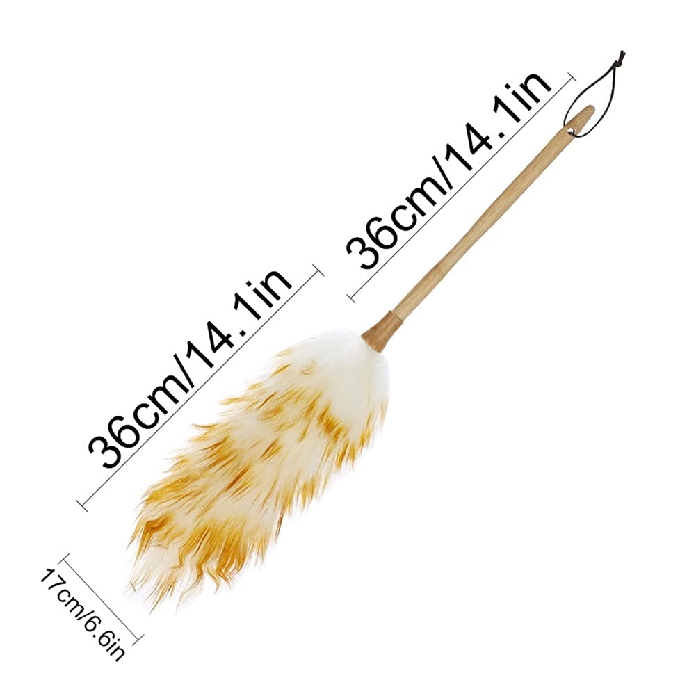 VALGRE precipitador Tuster de Plumas Herramientas de Limpieza antiestáticas adecuadas for el Hotel Home Hotel Bed Office Car Ropa Suave Colector de Polvo con Mango Largo de Madera recogedor de Polvo
