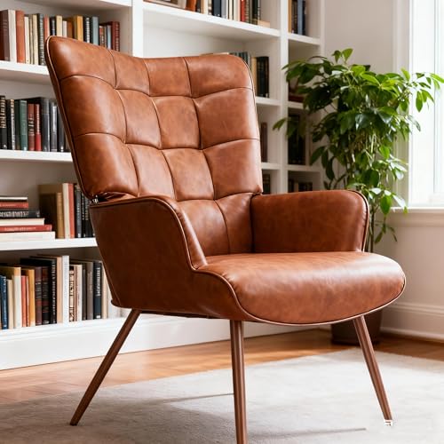 Sillón Plegable Cuero Sintético Marrón miniatura 3