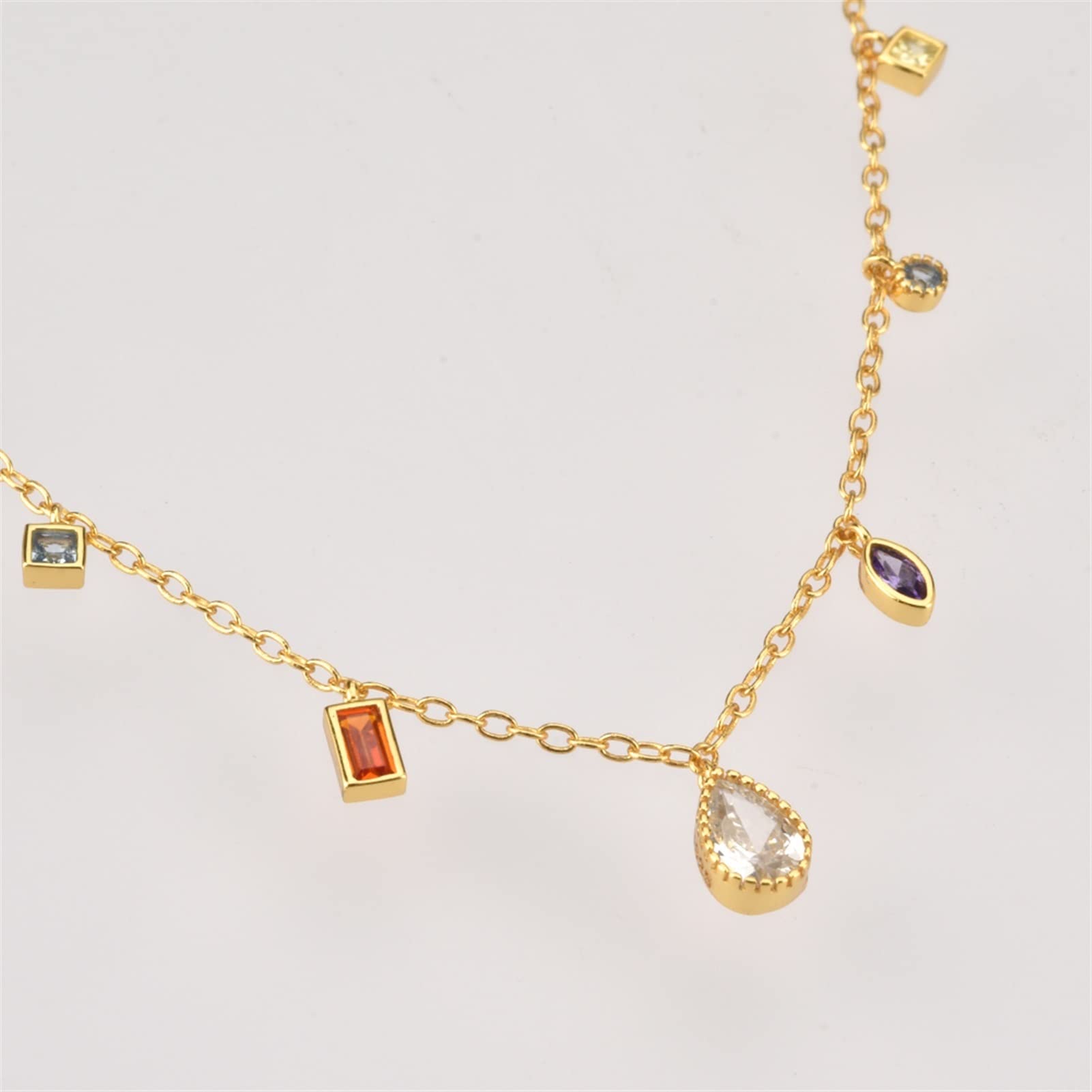 Collana da Donna 925 Sterling Silver Luxury Zircon Charm Collana a catena lunga gioielli moda gioielli squisita collana gioielli per Collezione Regali Decorazioni Costume ( Gem Color : Silver )
