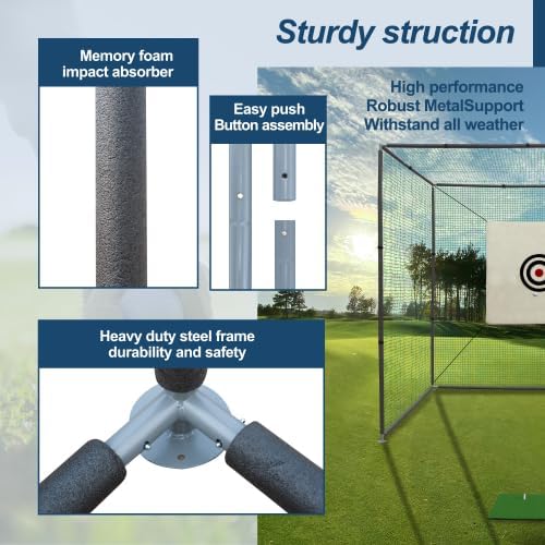 10X10X10FT Golf Practice Net Cage w/Metal Frame Hitting Net Kit Indoor Outdoor