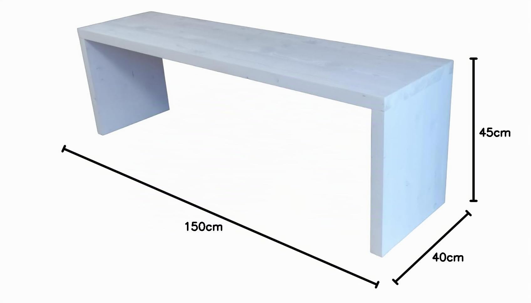 TOTAL WOOD 2012 Panca Panchina in Legno Abete Interno Esterno 150x38.5x45 cm impregnata Bianco decapato Anche su Misura