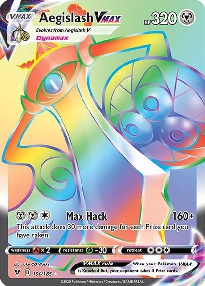 Pokemon – Aegislash Vmax 190/185 – Vivid Voltage – Secret Rare – Rainbow Holo - Single Card
