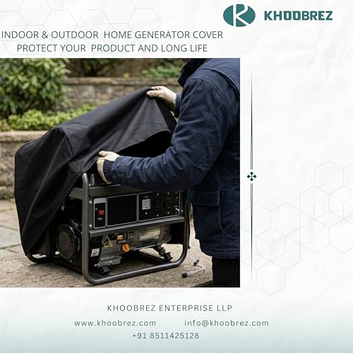 Image of KHOOBREZ Generator Cover | Water-Resistant & Dustproof Protective Cover for Portable Home Generators | Heavy-Duty Polyester Universal Fit | Black