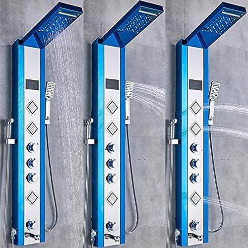 Columna de ducha con panel LED, cascada, pantalla digital LCD, rociador bidet y masaje miniatura 4