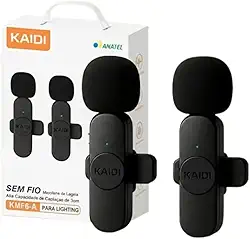 Microfone Lapela Sem Fio Profissional – Áudio Cristalino com Redução de Ruído | Compatível com iPhone. Para Vídeos, TikTok, YouTube e Lives (Lightning, até Iphone 14)