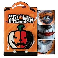 Halloween Face Paint Set For Kids - 5-Colours Halloween Face Painting Kit - Green, Orange, Red, Black & White Body Paint With Brush - Cute Pumpkin For Child Cosplay Designs
