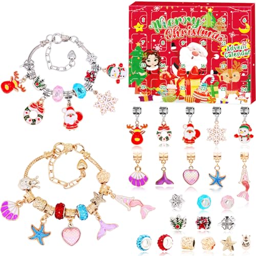 ZMLM Christmas Advent Calendar 2024 for Girl: Christmas Crafts for Kids 24 Days Xmas Countdown Calendar for Kids & Christmas Gift for Age 3-14 Girls Teens Toddler,mermaids