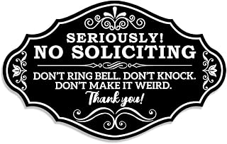 No Soliciting Sign for House Home Door, Funny Personalized Signs for Home Front Door Seriously Don't Knock or Ring Doorbell Don't Make It Weird, Thick Acrylic Self-Adhesive Modern Design Door Sign 8 x 5 Inch. (8 X 5 inch, Black-No Soliciting Sign-2)