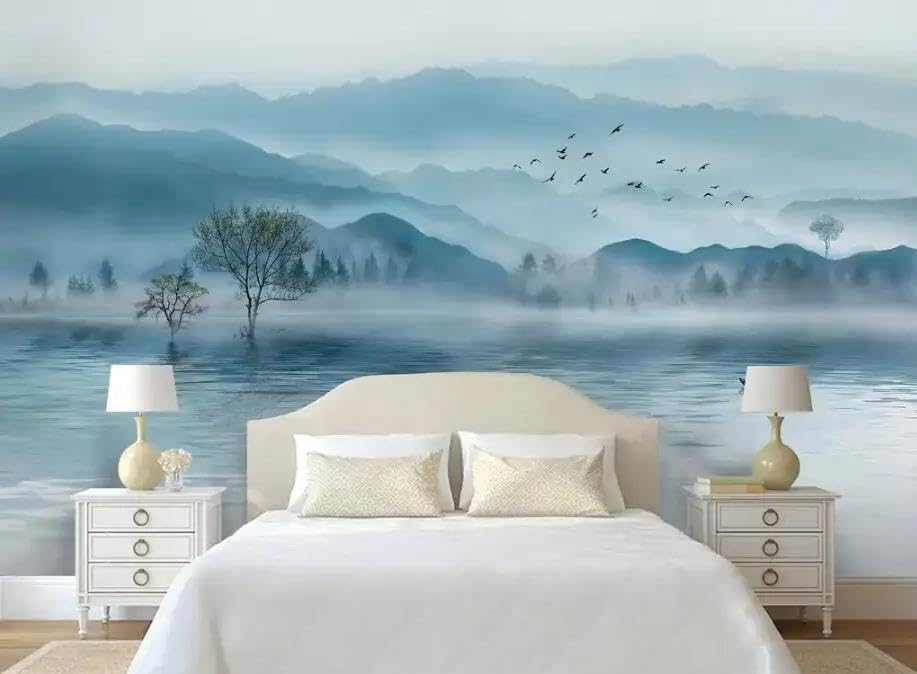 Papier peint mural paysage 3d en tissu non tissé salon