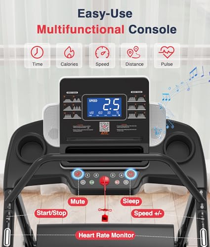Image of Redliro Walking Treadmill for Seniors Foldable - 400 Lb Capacity Senior Treadmill with Front & Long Handrails, 0%-2% Incline Home Recovery Fitness Exercise Machine for Elder, 47.6 inch Long Belt, APP